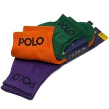 Polo Ralph Lauren Men&#39;s Low Cut Quarter Socks 3 Pack Green/Orange/Purple... - £15.70 GBP