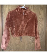 Urban Outfitters Women Sweater Orange Crop Fleece Mock Neck 1/2 Zip Boho... - $29.69