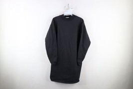 Vtg 90s Streetwear Womens S / M Faded Blank Sleeping Night Gown Sweatshirt Black - £40.15 GBP