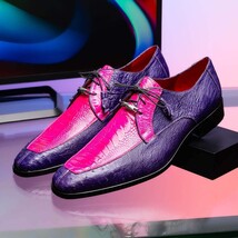 Andretti Genuine Ostrich Leg Dress Derby's Tasseled Laces Shoes Pink / Purple image 9