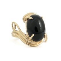 Authenticity Guarantee 
Vintage 1970&#39;s Oval Cabochon Black Onyx Cocktail... - £704.03 GBP