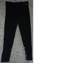 Womens Yoga Pants Victorias Secret Pink Black Strappy Elastic Waist Crop-size M - £28.57 GBP