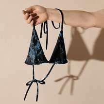 New Women&#39;s String Bikini Top Swimsuit Black Blue Stretch Adjustable Str... - £12.85 GBP
