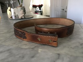 Top Grain Tooled Cowhide Belt 37 3/4 long (USA) no buckle - £11.98 GBP