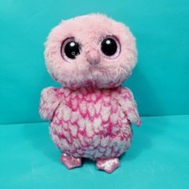 Ty Beanie Boos Pinky Owl 8” Big Glitter Eyes Pink White Plush Barn Owl S... - £14.27 GBP