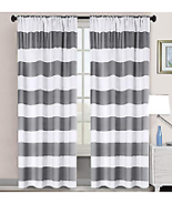 Ellery Homestyle Gray and White Striped Rod Pocket Window Curtains,Vario... - £27.65 GBP