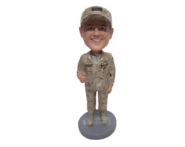 Custom Bobblehead Us Army Soldier Wearing Military Uniform Giving A Thumbs Up -  - £70.10 GBP