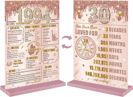 Happy 30Th Birthday Decorations Back in 1994 Table Sign for Women, Pink ... - $20.88