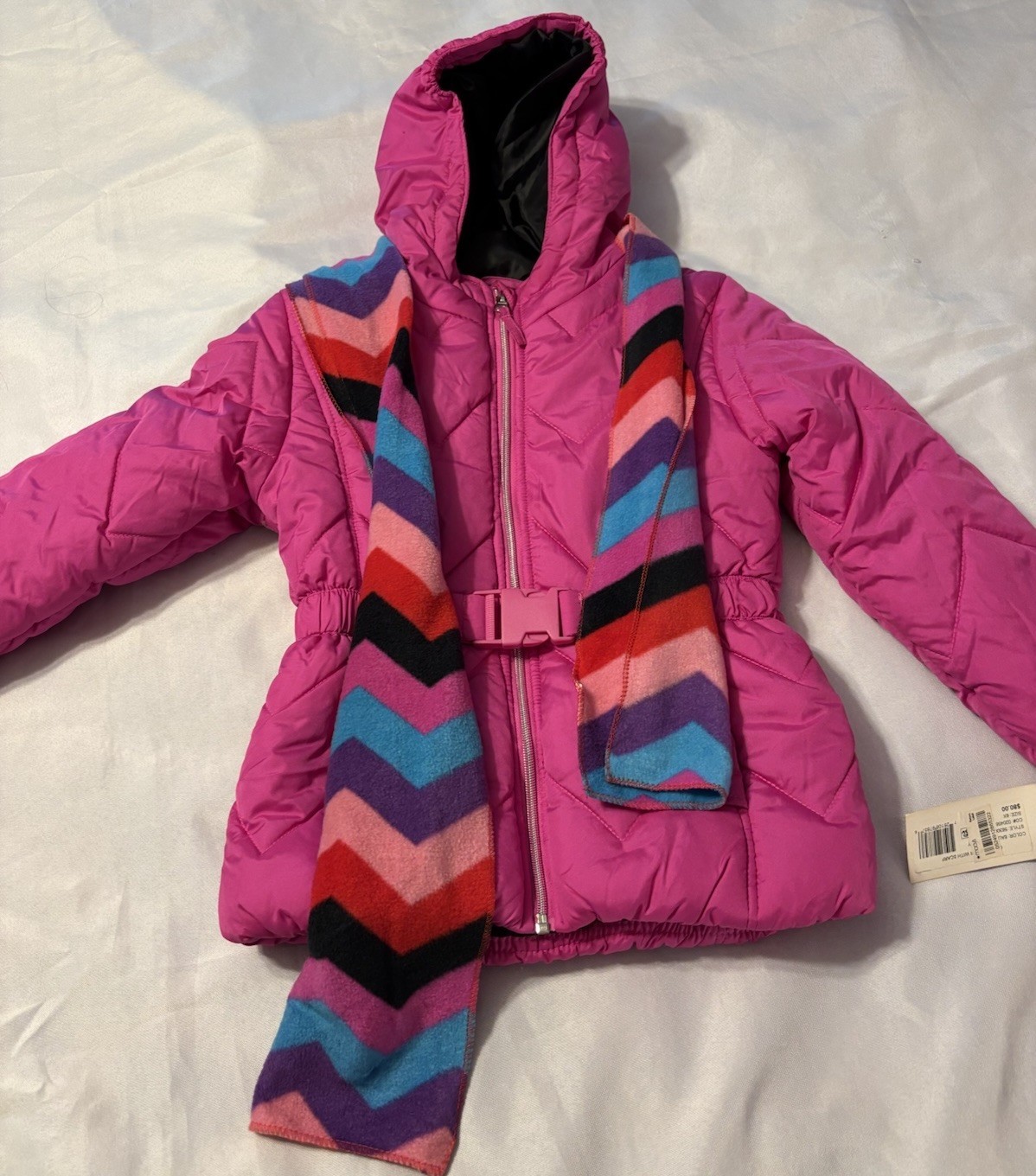 ROTHSCHILD Girls 2-pc Set Quilted Puffer Jacket &amp; Scarf NWT Size S 6X Pi... - £18.79 GBP