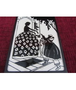 Silhouette Mother at the Door - Painted Glass Silhouette Mid Century Art  - $27.50