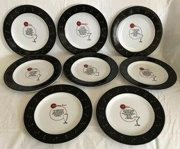 Pottery Barn Retro Bar Complete Set Of 8 Appetizer Salad Plates Drink Recipes - £29.56 GBP
