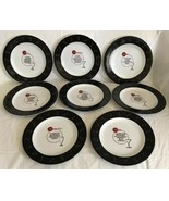 POTTERY BARN RETRO BAR COMPLETE SET OF 8 APPETIZER SALAD PLATES Drink Re... - £29.48 GBP