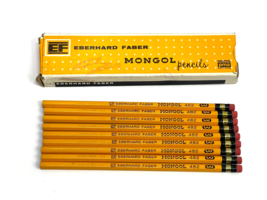 Vintage Eberhard Faber Mongol Pencil 482 #3 Unsharpened Lot of 9 Pencils & Box - $21.77