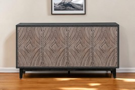 60&quot; Charcoal and Brown Distressed Wood Sideboard with Four Doors - $25,562.50 MXN