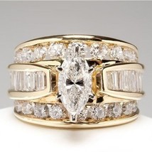 18K Multi Gold Ring for Women Natural 1 Carat Diamond with Diamond Jewelry Anill - £18.77 GBP