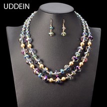 UDDEIN African beads jewelry set Layer Crystal Necklace &amp; Pendant Vintag... - $32.49