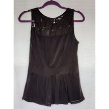 Vtg. Worthington Black Lace Peplum Top With Sheer Crepe, Sleeveless - €11,12 EUR