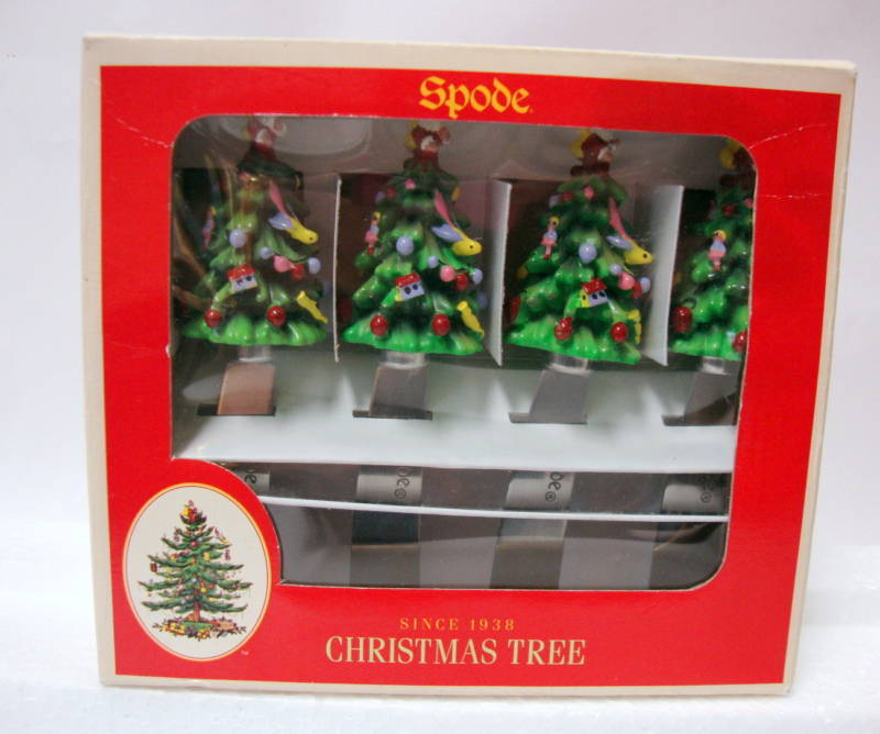 SPODE CHRISTMAS TREE SET OF 4 CANAPE KNIFES - $15.95