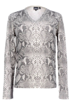 Just Cavalli Gray Snake Design Wool Men&#39;s V-Neck Italy Shirt Sweater Size 3XL  - £253.04 GBP