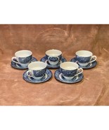 Vintage Staffordshire &quot;Liberty Blue&quot; Cup &amp; Saucer -Set of (5), plus Xtra... - £37.19 GBP