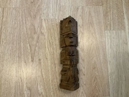 Vintage Totem Wood Brown Figurine Hand Carved Decor statue Tribal 12” - £55.64 GBP