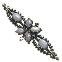 Art Deco Sterling Silver 925 Gold Tone Natural Opal  Brooch - £67.94 GBP