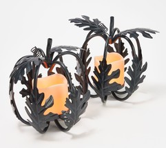 S/2 Illuminated Metal Pumpkins by Valerie in Black - £58.14 GBP