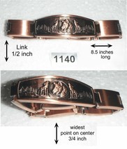 Copper Magnetic Link Bracelet w/ Wolves &amp; Pine Trees 8.5&quot; - £10.32 GBP