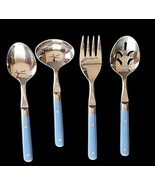 Vintage Carnival Stainless by Wesley Sky Blue 4 pc Hostess Set Korea - $68.47 CAD