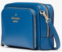 Kate Spade Stacie Dual Zip Crossbody Sapphire Blue Leather WLR00410 NWT $259 FS - £78.49 GBP