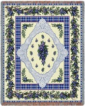 72x54 BLUEBERRY LACE Plaid Fruit Tapestry Afghan Throw Blanket - £49.61 GBP