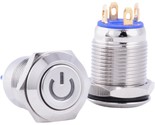 12Mm Silver Stainless Steel Momentary Blue Power Led Push Button Switch - $17.99