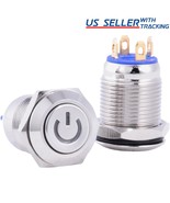 12Mm Silver Stainless Steel Momentary Blue Power Led Push Button Switch - £22.01 GBP