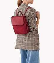 Fossil Claire Dark Red Leather &amp; Suede Backpack SHB3045627 NWT $200 Retail FS - £81.30 GBP