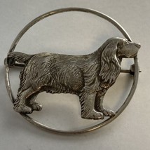 Vintage Sterling Silver Cocker Spaniel Brooch Pin Mid Century Design 8.8g - £35.46 GBP