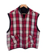 Vintage Marlboro Country Store Men Reversible Vest Red Black Plaid Weste... - $24.99