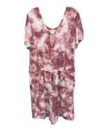 NWT LuLaRoe Medium Mauve Pink &amp; White Tie Dye Xanthe Romper Pockets &amp; Dr... - $41.57
