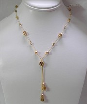 Dabby Reid Heidi Necklace Gold Shimmer Swarovski Crystal Dbl Dangle Y HDN 2198G - £20.86 GBP