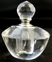 Petite Crystal Clear Cut Glass Perfume Bottle 2 Inches Tall Empty - £18.24 GBP