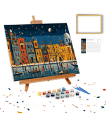 Oil Paint by Numbers on Canvas Framed Simple Easy Painting,City Street S... - £27.29 GBP