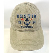 Alvin&#39;s Island Destin Florida Anchor Embroidered Tan Cotton Strapback Ba... - £4.56 GBP
