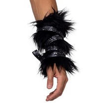 Viking Furry Wrist Cuffs Armor Straps Arm Bands Guards Fuzzy Costume 6171 - £19.77 GBP