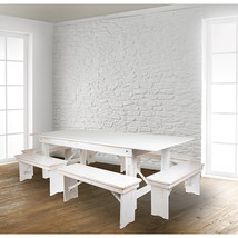 8&#39;x40&quot; White Table/6 Bench Set XA-FARM-3-WH-GG - £1,176.89 GBP
