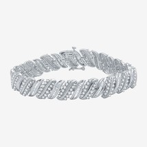 5CT Round Simulated Diamond Wave-Link Tennis Bracelet 14K White Gold Plated 7&quot; - £103.70 GBP