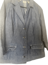 Chico’s Women&#39;s Blue Long Sleeve Button-Up Cotton Denim Jacket Size 8 - £16.62 GBP