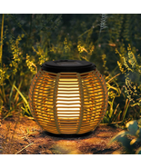 Solar Lights for Outside,Flickering Flame Solar Rattan Lantern Outdoor-I... - $22.51