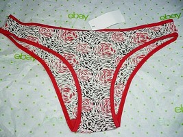 Hers By Herman Microfiber Bikini Panties LARGE Red Print 1 Pair Silky Soft New - £7.85 GBP