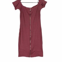 Red Sweater Dress S Zip Up Form Fitting Short Sleeve Summer Fall Cool Sa... - £7.78 GBP