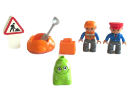 Mixed Lot Lego Duplo Construction Worker Sign Shovel Train Conductor Blopp - £11.75 GBP