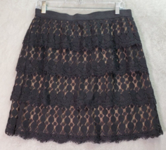 Ann Taylor Skirt Womens Size 6 Black Lace Cotton Lined Elastic Waist Back Zipper - £20.26 GBP